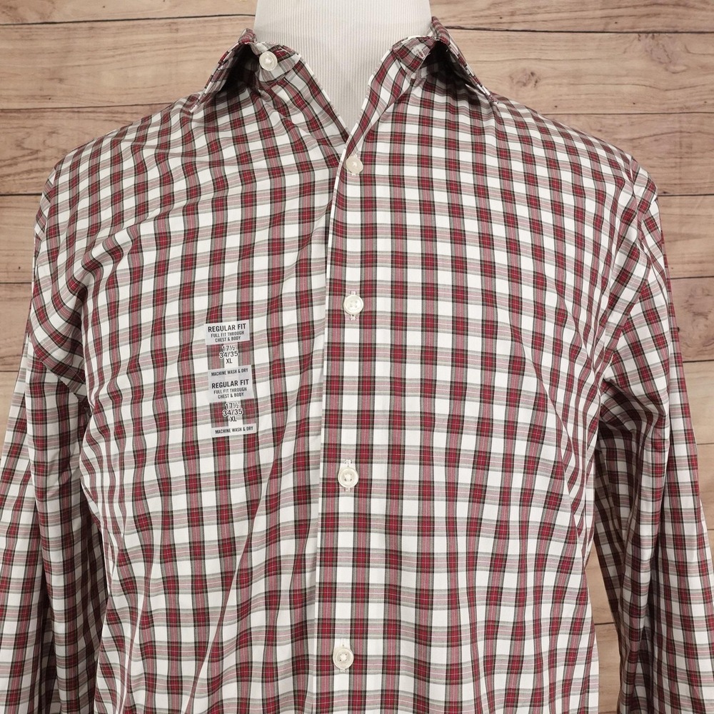 Tommy Hilfiger Shirt Mens XL Red Plaid Long Sleeve Button-Up Stretch Regular Fit